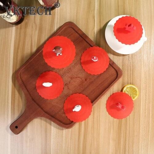 Transparent Torx Silicone Cup Cover Heat-resistant Leak Proof Cartoon Lid Cartoon Cute and Dustproof Cup Cover