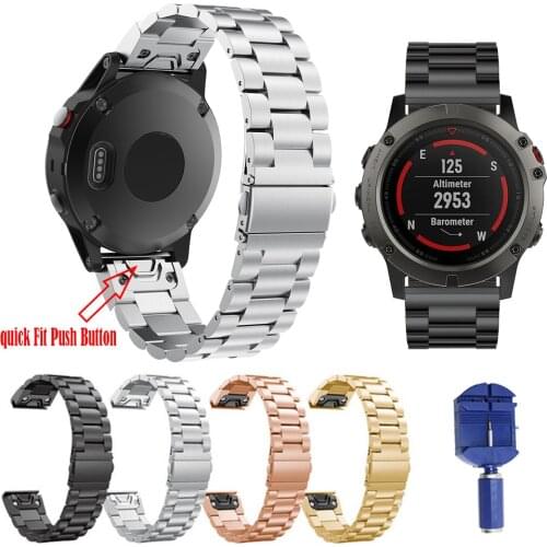 20 22 26MM Stainless Steel Band for Garmin Fenix 5 5S 5X/6S 6X Pro/945/Quatix 5 Strap Bracelet Quick Fit Metal Watchband Correa