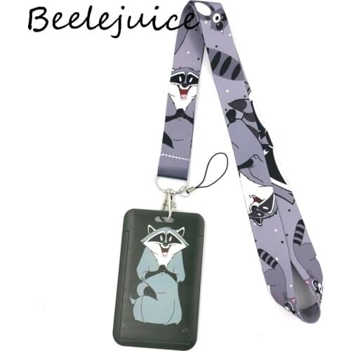 Raccoon Bears Animals Art Cartoon Anime Fashion Lanyards Bus ID Name Work Card Holder Accessories Decorations Kids Gifts