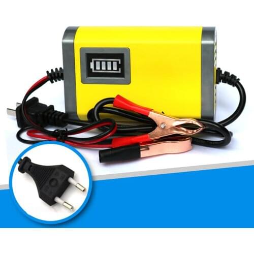 12V 2A Smart Car Battery Charger Full Automatic for AGM VRLA Lead Acid GEL Intelligent Motorcycle Charger With LCD Display EU