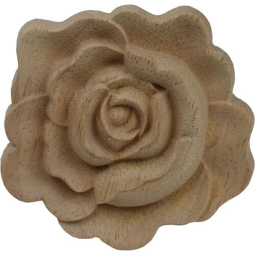 Vintage Unpainted Furniture Wood Carving Appliques Vintage Decor Cabinet Door Decals Flowers Pattern Carved Wooden Figurines