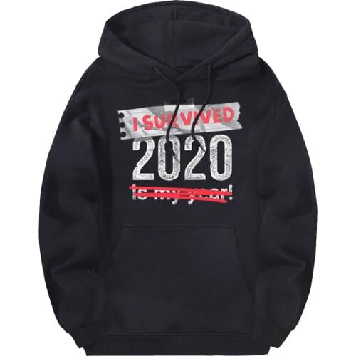 I Survived 2020 Sweatshirts Man Hooded Streetwear New Arrival Casual Tracksuits Male Long Sleeve Hoodies Black Hoody Homme