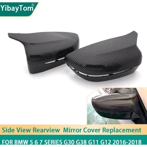 2pcs Carbon Fiber Pattern M3 Style Rearview Side Mirror Cover caps Replacement for BMW G30 G38 GT G11 G12 2016 2017 2018