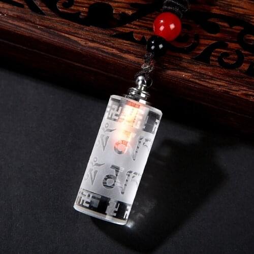 Retro Tibetan Prayer Wheel Buddha Pendant Mens Necklace Crystal Column Necklace Built-in Shurangama Mantra Buddha Lucky Jewelry