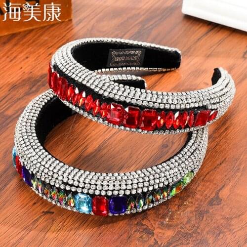 Haimeikang Padded Headbands for Women New Fashion Luxiry Crystal Hairbands Baroque Headband Rhinestone Hair Accessoires