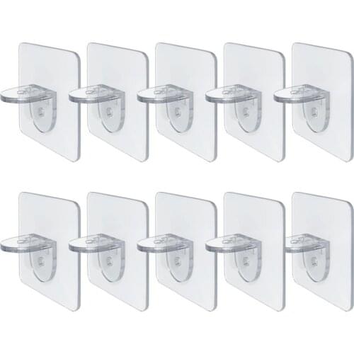 5/10Pcs Adhesive Shelf Support Pegs Drill Free Nail Instead Holders Closet Cabinet Shelf Support Clips Wall Hangers