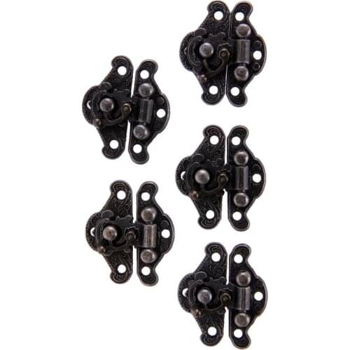5 Pairs Vintage Jewelry Wood Box Hasps Drawer Latches Decorative Suitcases Hasp Latch Buckle Clasp Furniture (25 X 23mm)