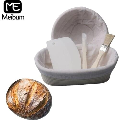 5PCS Country Bread Fermentation Rattan Basket Baguette Banneton Brotform Proofing Proving Baskets Dough Knife Brush Linen