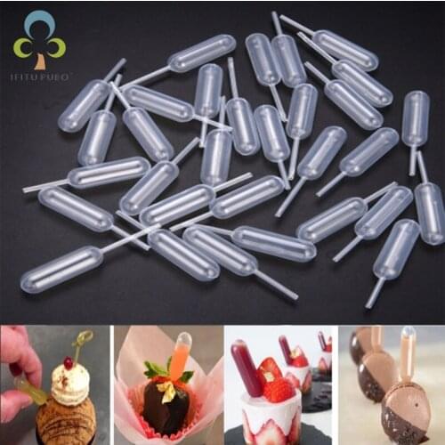 50Pcs 4ML Pipette Dropper Disposable Transparent Plastic Straw Cupcake Ice Cream Cream Syringe WYW