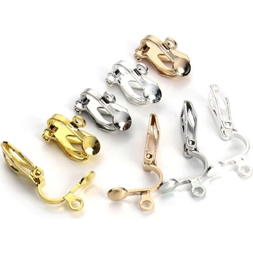 50pcs/lot Gold/Silver/Rose Gold/Rhodium Color Ear Cuff Clip-on No Piercing Earring Hooks Claps Accessories for Making Earrings