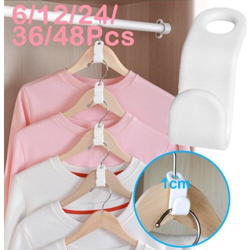 6/12Pcs Multi-function Wardrobe Space-saving Hanger Hook Plastic Coat Hanger Rack Clothes Stack Closet Bedroom Storage Organizer