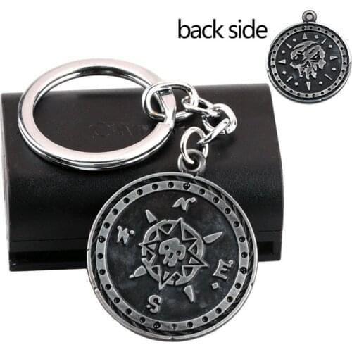 Sea of Thieves Keychain Hot Game Coin Skeleton Pendant Necklace Keyring Fans Fashion Jewelry Gift