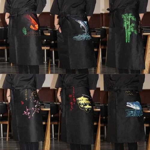 Chef Work&wear Uniform Cooking Baking Aprons Halter Embroidery Plum Blossom Seafood Bib Kitchen Restaurant Anti-oil Apron