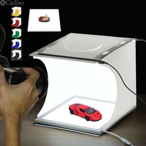 Cadiso 20cm Photo Studio Light Box Foldable Table Shadowless Light Lamp Panel Lightbox Tents with Background Product Photography