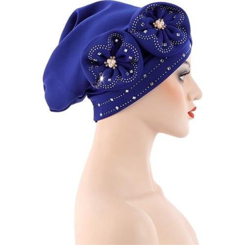 Diamonds African Auto Gele Headtie Ready to Wear Female Turban Caps Muslim Head Wraps Islam Headscarf Bonnet Turbante Mujer