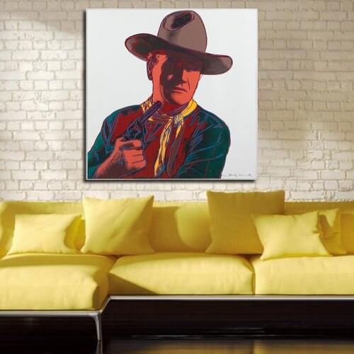 JQHYART Warhol John Wayne Oil Painting Wall Art Canvas Decorative Living Room Painting Wall Painting Picture No Frame