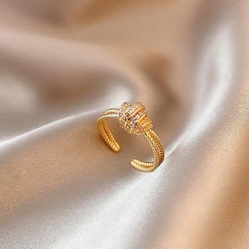 Rings for Women Fashion Geometry Light Luxury Crystal Jewelry Adjustable Opening Charm Engagement Ring Jewelry Wholesale