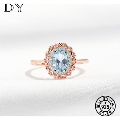 DY 925 Sterling Silver Rings For Women Sky Blue Zircon Luxury Gemstone Engagement Wedding Party Classic Gifts Fine Jewelry
