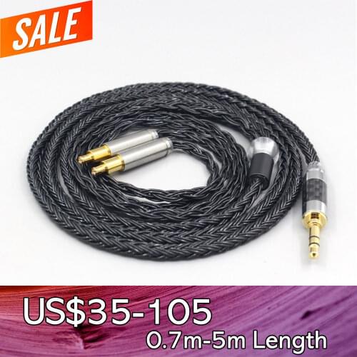 LN007430 16 Core 7N OCC Black Braided Earphone Cable For Audio Technica ATH-ADX5000 ATH-MSR7b 770H 990H A2DC Headphone