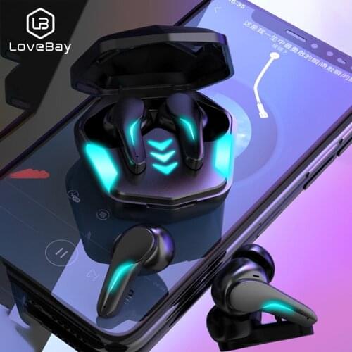 LOVEBAY Headsets 65ms Low Latency TWS Bluetooth 5.1 Headphone Sound Positioning Wireless Earphone Noise Cancelling Gaming Earbud