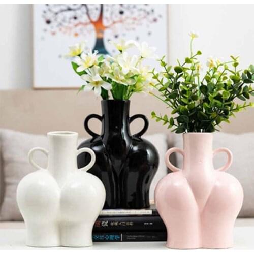 Simulation Body Art Dried Flower Vase Ceramic Body Flowerpot Woman Ass Vase Sculpture Crafts Nude Female Sculpture Vase