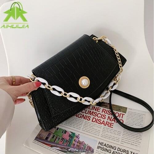 Fashion Crocodile Pattern Women Shoulder Bags Luxury Designer Chain Messenger Bag 2021 the New Pu Leather Travel Womens Handbag