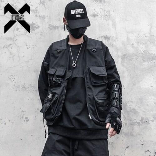 11 BYBBS DARK Cargo Vest Men 2021Autumn Summer Men Functional Coat Sleeveless Jacket Casual Men Vest Coat Techwear WB287
