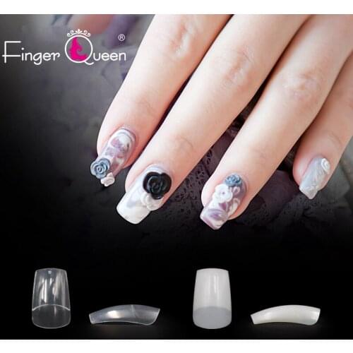 Fingerqueen 100Pcs+Box French Ballerina Fake Nail Gradeint Natural Coffin False Nails Wholesale Nails Supplier