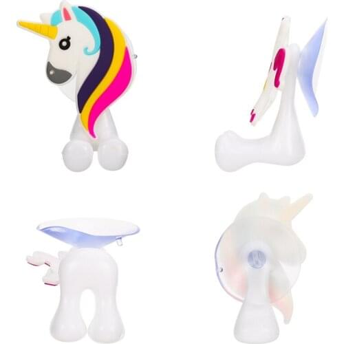 6Pcs/Set Unicorn Wall-Mounted Suction Cup Tooth Brush Holder Cup Holder Antibacterial Hook ToothBrush Set Holder Bathroom Gadget