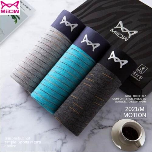 MiiOW Underwear Mens Boxer Shorts Adult Size Boxer Shorts Mens Autumn and Winter Youth Waist Underpants Trend