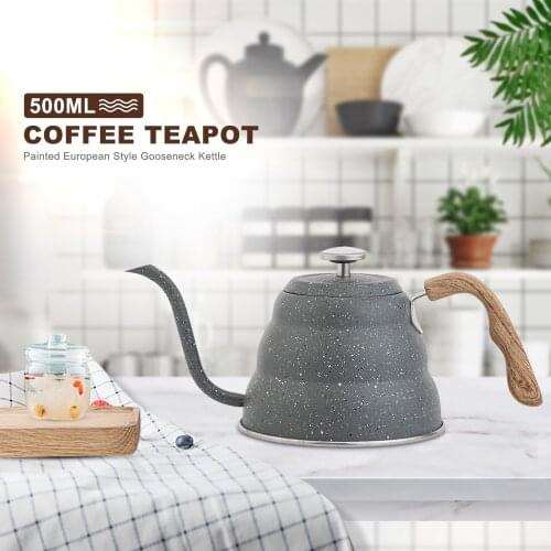 Latest 500ml Coffee Kettle Coffee Teapot Stainless Steel 304 Painted European Style Gooseneck Kettle Heat Resistant Coffee Pot