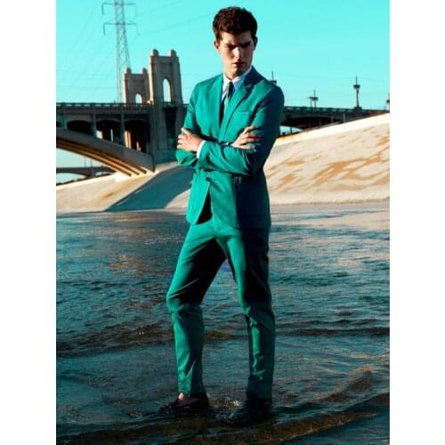 2017 Latest Coat Pant Design Green Men Prom Suit Slim Fit 2 Piece Tuxedo Custom Groom Suits Fashion Blazer Masculino Jacket+Pant