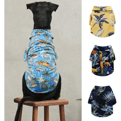 Dog Clothes Summer Beach Shirt Dog Cute Print Hawaii Beach Casual Pet Travel Shirt Floral Short Sleeve Dog Cat Blouse