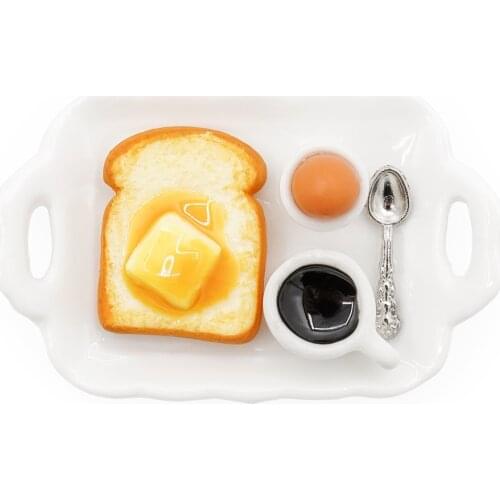 Odoria 1:12 Miniature Breakfast Butter Toast Coffee Plate Simulation Kitchen Set Dollhouse Accessories Doll House Decoration