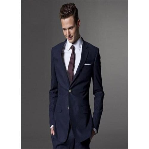 2020 Formal Men business Suit slim fit costume homme fashion blue mens wedding suits with pants groom tuxedos jacket+pant+tie