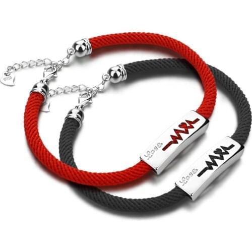 Wholesale 100% 925 Sterling Silver Bracelets Personalized Electrocardiogram Chain & Link Bracelets Women Jewelry gift