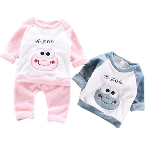 2021 Autumn Winter Baby Girls Clothes Outfits Kids Home wear pajamas Suit For Boys Tracksuits Flannel Children Clothing Set