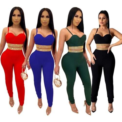 Sexy Strapless Camisole Inlaid Diamond Tight Suit Women