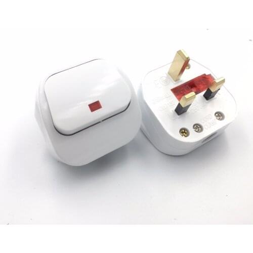 UK 3 Pin Switch 250V 13A AC Power Plug With Switch Male Electrical Socket Fused Connect Cord Overload Protection Adapter