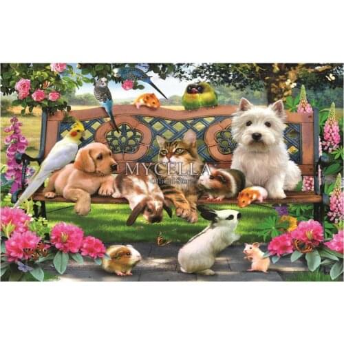 Dog 5D DIY Diamond Painting Park Bench Pals Embroidery Cross Stitch Diamond Mosaic Full Rhinestone Home Decor Animals Posters
