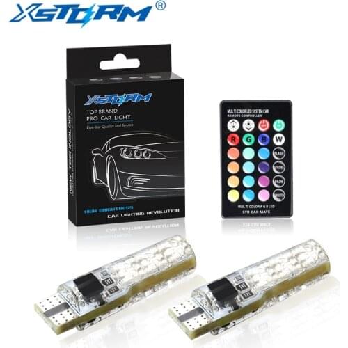 W5W Led Bulb T10 Led RGB Wedge Reading strobe Light with Remote Control 194 168 501 Auto Lamp Car interior Dome Lights Bulbs