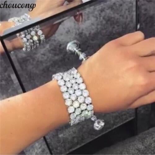 Choucong Statement Tennis bracelet Silver Bijou 8mm AAAAA Zircon Fashion Party Wedding bracelets for Women Men Hiphop Jewerly