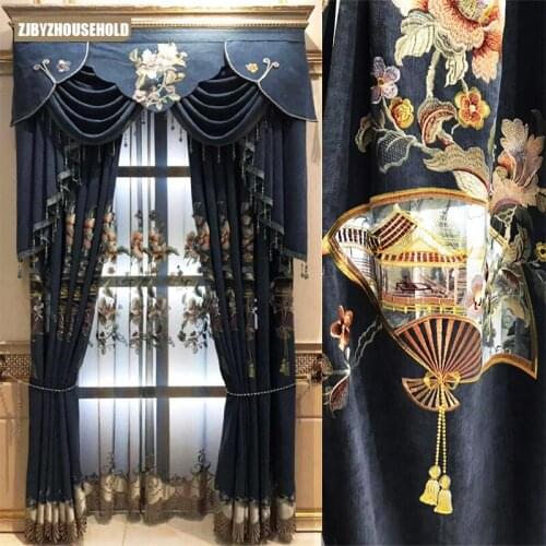 European Style Curtain Fabrics for Living Room and Bedroom Embroidered Curtains and Curtain Screens Living Room Curtains Set