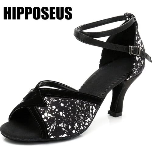 Women Dance Shoes Latin Girls Modern Tango Ballroom Dance Shoes Ladies High Heel Soft Sole Dancing Shoes Professional Black Red