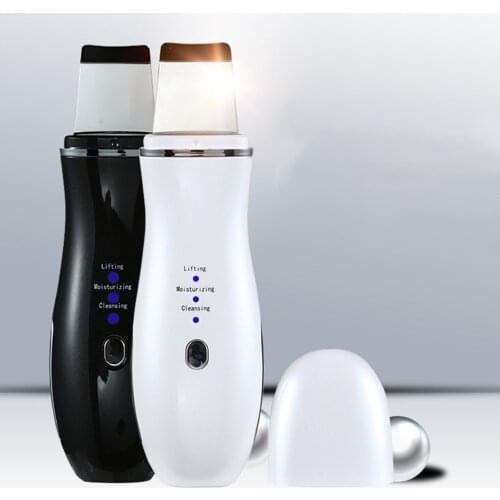 Ultrasonic Skin Scrubber Facial Spatula Device Ion Acne Blackhead Remover