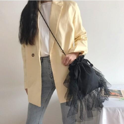 Women Canvas Bags New Design Casual Dark Messenger Bag Mesh Drawstring Solid Mini Bucket Bags Сумка Женская Сумка Через Плечо