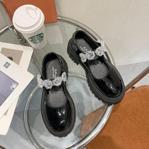 Shoes Woman 2021 Oxfords Crystal Modis Female Footwear Shallow Mouth New Leather Rhinestone Cute Summer Dress Cotton Fabric