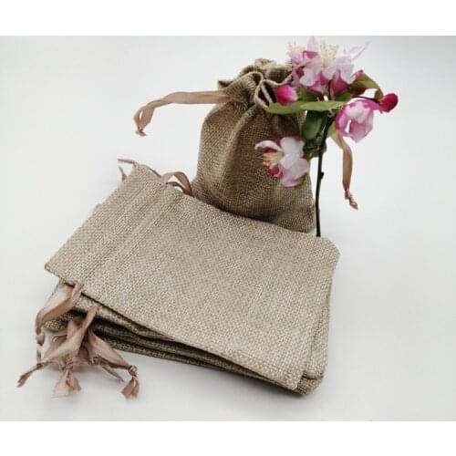 10pcs Jewelry Bag 7*9 10*14cm Jewelry Packaging Bags Wedding Party Decoration Gift Bag Drawstring Jute Bags for Christmas Pouch