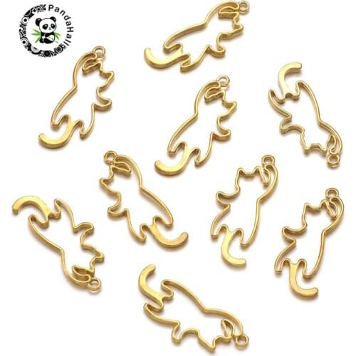 Pandahall 10 pcs Alloy Open Back Bezel Pendants for DIY Pressed Flower Jewelry Findings Making Golden 47.5x20x3mm Hole: 2.5mm