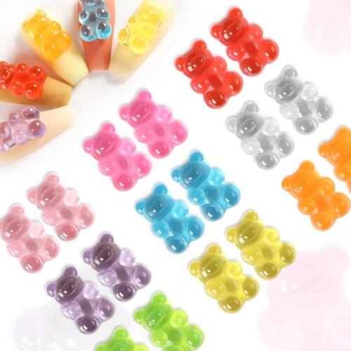 18Pcs 3D Kawaii Crystal Jelly Small Bear Rhinestone For Nail Art Decorations Candy Color Bear Nails Accessories Design Rk140135